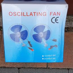 Oscillating fan for car, caravan or motorhome as new used twice cost £15
ideal for keeping cool in summer