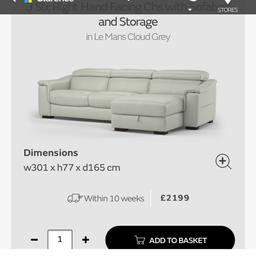 This sofa is 3 months old I’m selling as I need more space it’s simply beautiful and is impeccable condition as you can see not a mark on this. I paid over 2 grand so no silly offers please. Will come with guarantee and a protection kit. Offers are welcome but no silly ones.