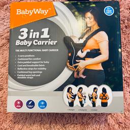 3 in 1 baby carrier in box. 
Never used only taken out the box too look at.