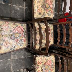 Antique vintage ladder back dining chairs.

Acquired through house clearance

Used/good condition

The cloth part of the seats are in excellent condition as they are covered

No postage available, can deliver locally but would rather collection as they are a difficult fit in the car