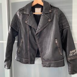 Boys Zara distressed biker jacket. Size 11/12. Bought for £50. Mint condition, only worn once for an event/occasion.