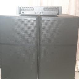 Bishopsound BB115 15" Passive sPEAKERS 1200RMS Plus Vonyx 3000 Watt AMP

Output power: 8 Ohms: 2x 1000W
Output power: 4 Ohms: 2x 1500W
Output power: Bridged 8 Ohms: 3000W

In excellent condition,Happy to do a demonstration.