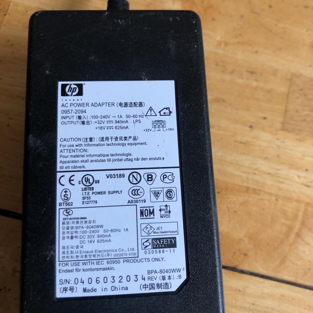 Hp replacement power adapter for printers
Please see specification on 2nd pic
Good condition