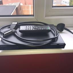 Sony DVD and CD player
Comes with player, scart lead, remote and built in plug. 
Works perfectly. 
Selling because I don’t use anymore.  
£5 2nd class postage.
