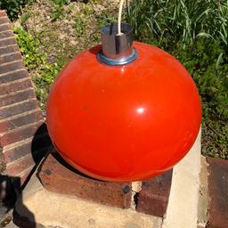 Beautiful orange vintage pendant. Comes with two small lampshades. Perfect for a vintage fan. Bought for our house but changed colour scheme.