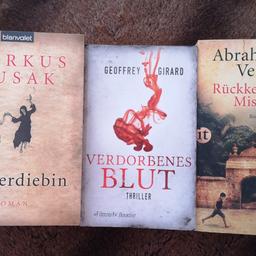 Markus Zusak- Die Bücherdiebin = Roman
Geoffrey Girard- Verdorbenes Blut = Thriller
Abraham Verghese- Rückkehr nach Missing = Roman

Auch einzeln zu verkaufen.