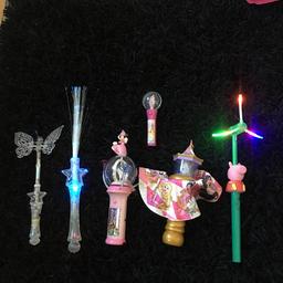 4 different light up wands. Disney and peppa pig and a butterfly. All in good working order and from a clean and smoke free home. The 2nd on the left has been sold. £1.50 each or all 4 for £5