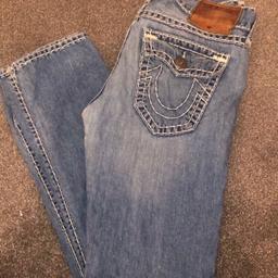 Mens Used but very good condition True Religion Super T Ricky Jeans for sale. Really nice material. Cost £320+ from Tessuti

Has slight grazing/tear on the inside thigh but looks like its with the design. No issues apart from that
Size 32 waist & 34 leg as usual True Religion Jeans are
Grab a bargin

No refunds

Cash on collection only