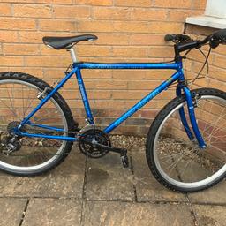 Claude Butler Mountain bike

Shimano gears

26 inch wheels 

18. Inch alloy frame for someone up to 5.11

New tyres 

Ready to ride 

Collection only