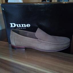 dune London of Sloane Square quality men's brown suede loafer shoes, brand new never used or tried on, hard sole, very comfortable. £25 collection N17 delivery by royal mail. call Jean on 07522749146