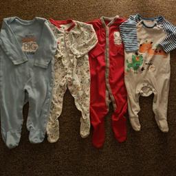 6-9 months sleepsuits worn a few times in good condition I'm in le5 area I maybe able to deliver for a small charge depending on where you are or I can post if postage costs are paid for 50p each