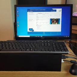 Available from B30 1AD Kings Norton South Birmingham or place of work Bromsgrove B61 8DY. Delivery possible 10 miles max inc. setup.
* Acer X4620G, Core i3-3220, 3.3GHz
* 4GB ram, 500GB hdd, CD/DVD/RW
* Intel HD integrated graphics 1080p
* 4 x USB 3.0, 6Gbps architecture
* Wired keyboard & mouse, all cables
* Acer P205H 20" LCD monitor
* New install Windows 10, Office 2007
* Word, Excel and PowerPoint installed
* No WiFi included
* Great general use internet youtube etc PC