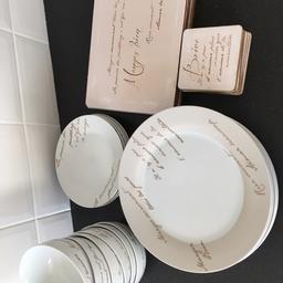 6 Dinner plates
6 small plates
6 cereal bowls
8 large place mats
8 coasters

Collection from S63 6BA or S70 3NR
