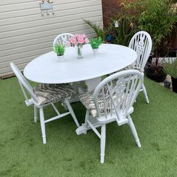 Drop leaf large circular table and 4 chairs beautiful table very heavy will need van to collect £150 collect Ws124qt 1