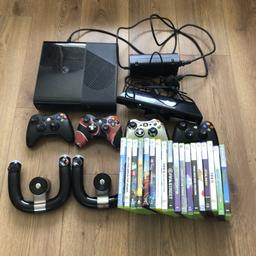 Excellent condition 
4 normal controllers: 2 black, one black with skin, one silver
18 discs and 11 digital games
Includes Minecraft and Minecraft story mode on hard drive
Kinect with games for it
Comes from a smoke and pet free house
Collection only, cash or bank transfer advance only