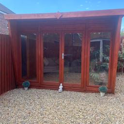 Garden summer house, never gets used, considering a swap for a decent hot tub or large L shaped sofa and table 
Buyer must dismantle and collect
Also offers on selling, no silly ones as cost 2000 a year ago H 225cm x w 320cm x d 300cm n windows plastic x