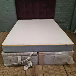 crush velvet king size ottoman bed Base with mattress and headboard In excellent condition 
Very nice Very smart Can arrange delivery free if local