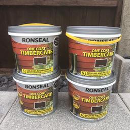 Unopened 4 x 5L Ronseal Dark Oak One Coat Timbercare - brought too many!
