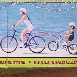 Fahrradstange um das Kinderfahrrad zu befestigen ! Das Kind kann selber fahren und wenn es müde ist einfach die Stange ans Rad befestigen und es kann weiter gehen. 
Neupreis 85 Euro 
an Selbstabholer