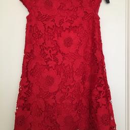 Stunning red dress with lace overlay. Worn once, immaculate condition.