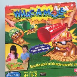 Whac-a-Mole game.
Box tatty but game vgc and complete with batteries.
Great fun!
Happy to post if cost is covered.