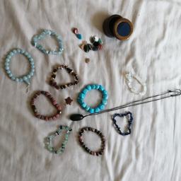 Bracelets, necklace and stones