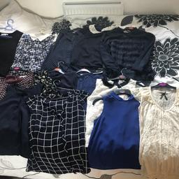 16 Tops in very good condition (no damage)
Bought from primark, new look and h&m
Looks great with pair of jeans/ smart trousers/ skirts
COLLECTION ONLY