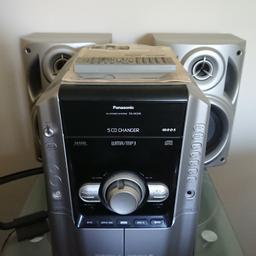 Panasonic CD stereo system with 5CD changer, twin tape and tuner, with aerial and remote control