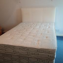 Silent night 4'6" double divan bed with miracoil 3 mattress 
Mattress slightly marked on one side
Headboard is in poor condition but included if wanted
Collection only