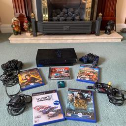 Sony PlayStation 2 complete with 2 hand controllers, all cables, Magic gate and 5 games.
Harry Potter and the Chamber of Secrets.
Harry Potter Quidditch World Cup
WRC 2 extreme.
Lord of the Rings The Two Towers
World’s Scariest Police Chases.