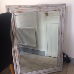 Solid wood shabby chick large mirror .