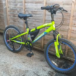 Fantastic 11mth old kids mountain bike, 19inch frame, 16inch wheels, my little boy has just grown out of it, he's 125cm. (4ft 2in) tall, really only changing it because we've bought new. 6spd twist shift, obviously child friendly brake levers. None of the bags, stunt nuts or lights are included i'm afraid as will be swapping to new bike. Was a Smyths Toys bike on sale last june at £140, recently was serviced by Halfords, new gear derailleur, all brakes, gears and seat all like new. Gotta be £45.