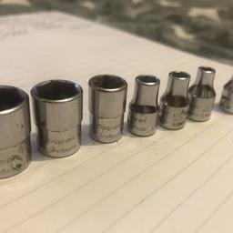 Hi there here I’m selling my 1/4” drive shallow socket set!!
Sizes below:
14, 12, 10, 6, 5.5, 4.5, 4
Selling 7 bits here for as little as £40

Collection Only!!
Cash on collection only.

Thanks