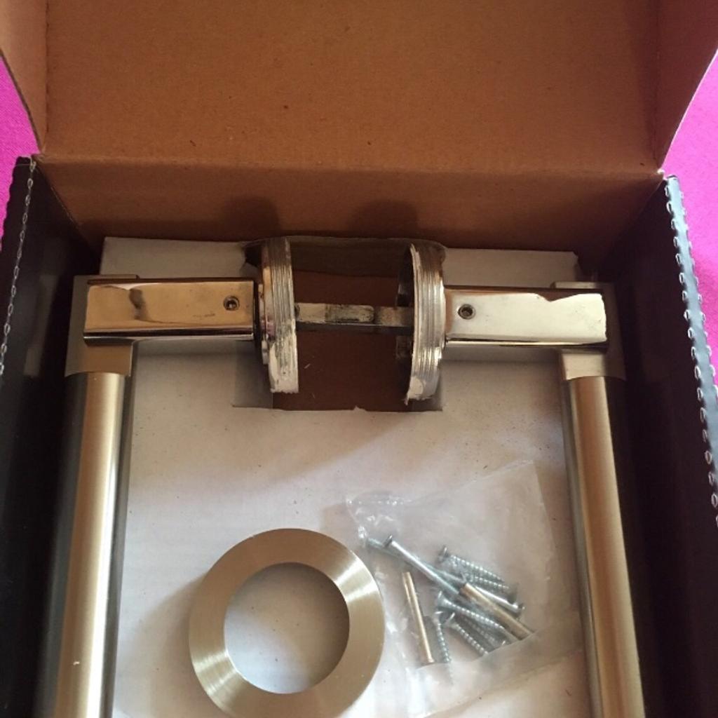 Brushed nickel contemporary style door handles Fantastic condition heavy and beautiful look £8 each or both for £15