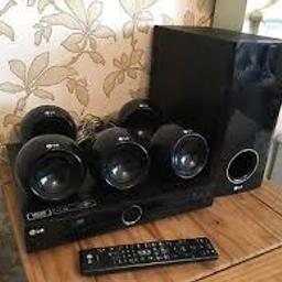 LG 5.1 DVD home cinema system

1080p Full HD Picture Quality
VSM (Virtual Sound Matrix)
Dolby Digital Pro-Logic II
MP3 CD-R/RW

KEY FEATURES

Room SizeSmallSpeaker positionFront and RearVideo Signal OUT HDMI Out 1080P upscalingYesHDMI 1080p UpscalingYesFront speaker sound output (Initial Max Power)45W x 2(4Ω)Centre speaker sound output (Initial Max Power)45W (4Ω)Rear speaker sound output (Initial Max Power)45W x 2(4Ω)Subwoofer sound output (Initial Max Power)