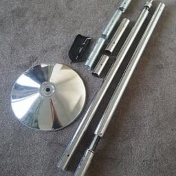 X-pole Xpert dance pole, chrome finish, 45mm diameter. 
Has spinning and static option. 
Super easy to assemble. Fits ceiling height 2235-2745 mm). 
All original bits in very good condition (no bag).