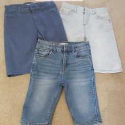 1) 3 pairs of jean shorts, size 8-9 years - £3 for all. 
2) 2 pairs of shorts, one light cotton & the other sweatshirt material, size 6-7 years - £2 for both pairs.
5) 2 pairs of grey school shorts, size 6-7 years - £2 for both pairs.

Collection from March