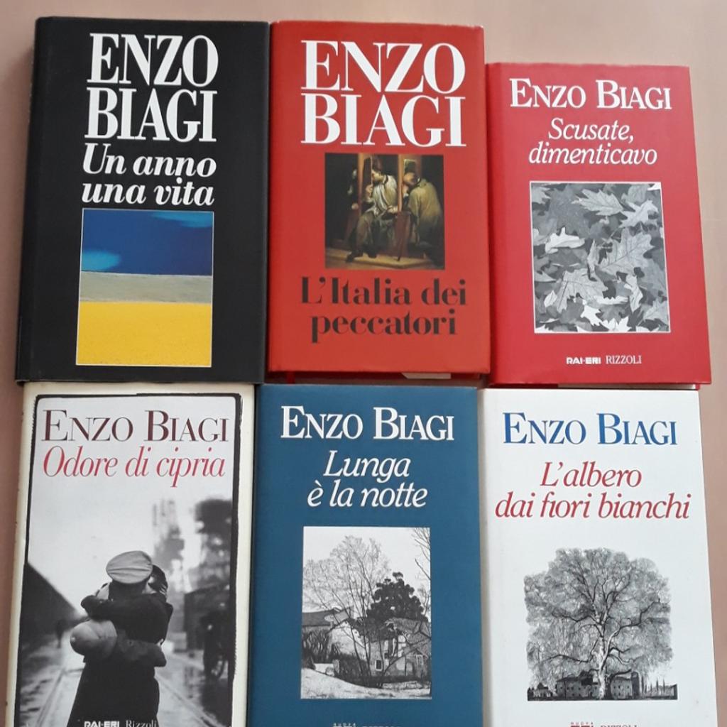 vendo i 6 libri di Enzo Biagi della foto a 4 € ognuno, oppure in blocco x 25 € con ritiro a mano in Milano zona Cadorna o aggiungere le spese di spedizione