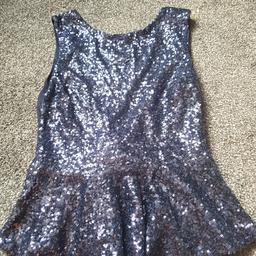 new ladies Sequin peplum top size 12...navy..deep back neck with a bow..brand lipsy London...collection bd39ed