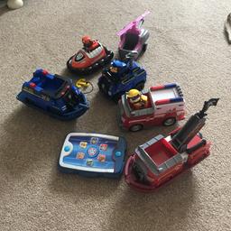 Selection of Paw Patrol vehicles and characters. Pup pad included in the bundle.