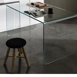 same as one in image from online - one piece glass desk originally from Heals. Bought for £999.99

Scratches on top from use but not anywhere else.

Heavy item so team people to lift and will need a van as not flexible.

Dims: H: 710mm D:740mm W: 1200mm