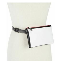 Brand new with tags
Black and white with red zip detail 
Genuine leather belt
Front open pouch
Spacious zip pocket
Size L/XL will fit sizes 12 to 18
Small mark on the front 

Delivery included  (national)