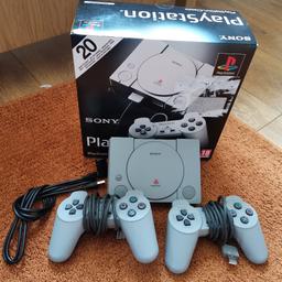 Playstation classic console
Boxed like new
Comes with 2 controllers
Hdmi cable
USB cable and plug (doesn't come with console originally)

Console is modded with a USB and USB otg adapter so you can install and play any games you like.
Instructions will be provided on how to use larger USB is needed.

Immaculate condition