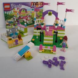 LEGO Friends Heartlake City Dog Show (3942)

A brilliant Lego set from 2012 that has long since been retired. The set is number 3942 and is the Friends Heartlake City Dog Show, it is 100% Complete other than 2 lavender bows (2 Small 2 Large) that come as extras and are stored in the cupboard are missing, this doesn't effect the build at all. It also comes with its instruction book which is also in excellent condition other than a very small tear to the top. It also comes with its Mia Minifigure.