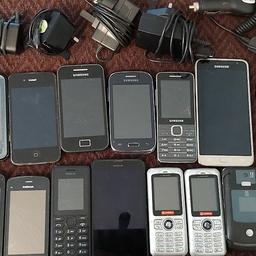 job lot of mobile phones, lot includes apple, Nokia, samsung and more. most work fine some have cracked screens. Looking for offers would like to sell altogether. includes some chargers.

POST ONLY BUYER PAYS FEES AND POSTAGE
PLEASE OFFER ON COLLECTION AND PAY BY PAYPAL