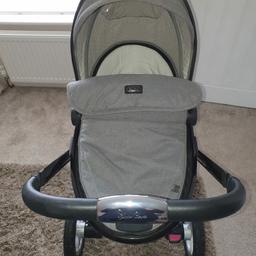 Beautiful Silver Cross Eaton Grey Pram rarely used and in excellent, clean condition.  Comes with changing bag and car seat with isofix.  Car seat has been used and comes without hood but is otherwise in excellent condition. Replacement hood can be purchased from Silver Cross.  Open to sensible offers. Collection OL9.  Will consider deliver for additional cost.