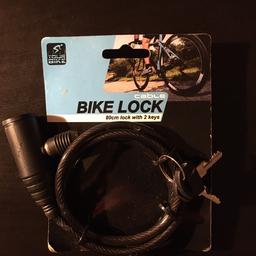 Never used and still in the original packaging
Black bike lock with 2 keys
80cm in length

I also have others in blue and pink 🙂
If all three are bought then delivery charge is only for one