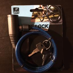 Never used and still in the original packaging
Blue bike lock with 2 keys
80cm in length

I also have others in black and pink 🙂
If all three are bought, then delivery charge is only for one