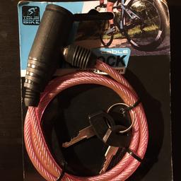 Never used and still in the original packaging
Pink bike lock with 2 keys
80cm in length

I also have others in blue and black 🙂
If all three are bought then delivery charge will only be for one