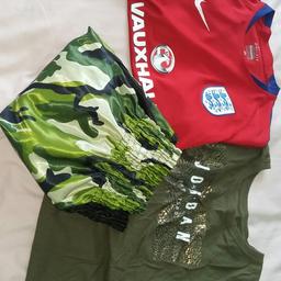 two t shirts and shorts - t shirts are branded vauxhall and Jordan only been worn about once so is in excellent condition
